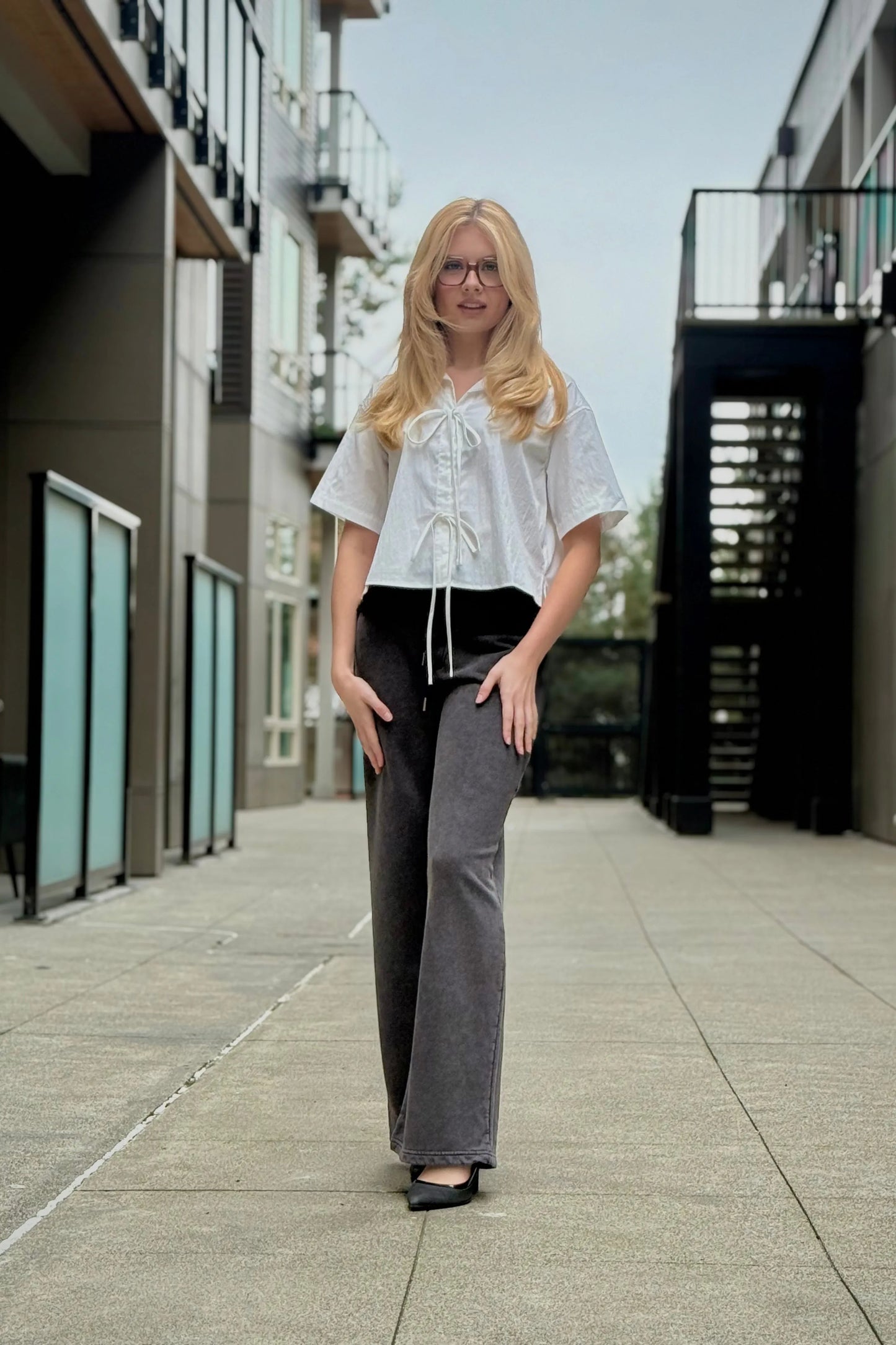 Roxy Tie Front Shirt | Swank Boutique