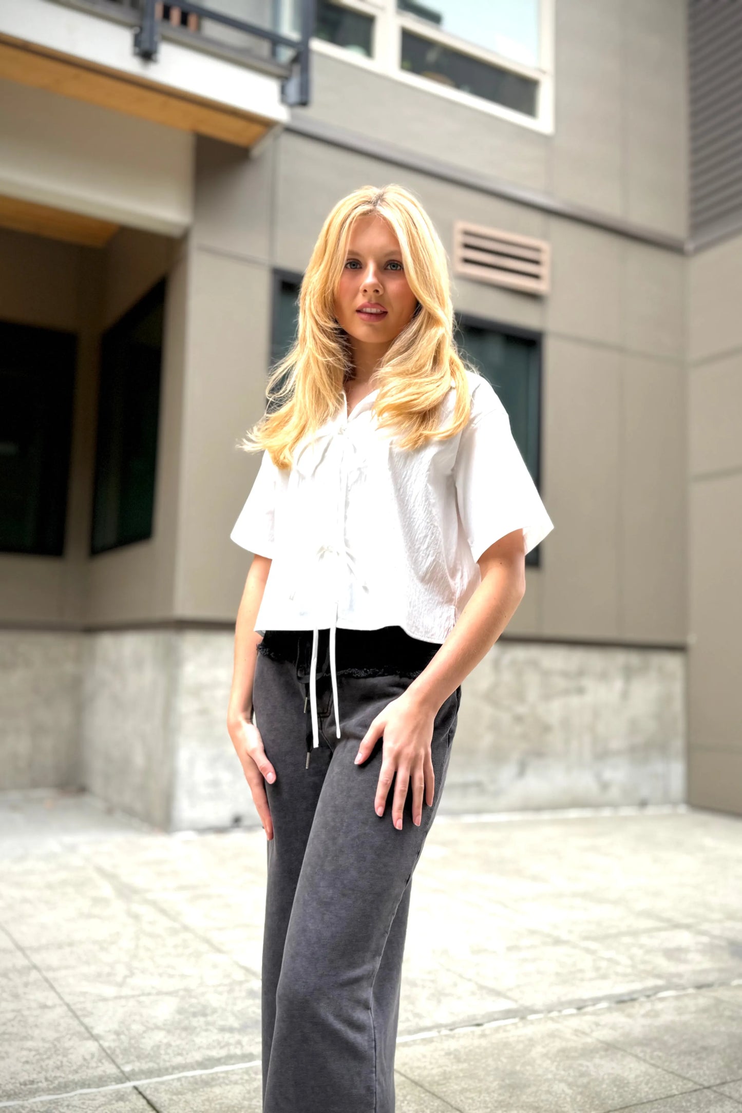 Roxy Tie Front Shirt | Swank Boutique