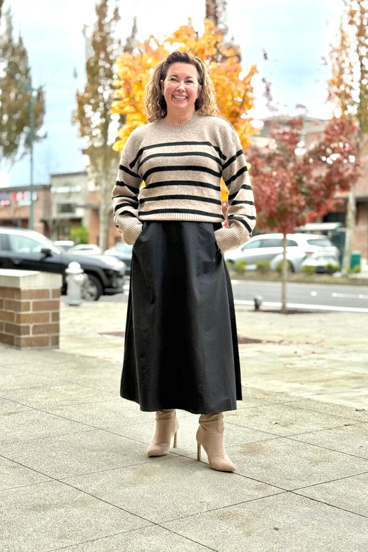 Striped Button Sweater | Swank Boutique