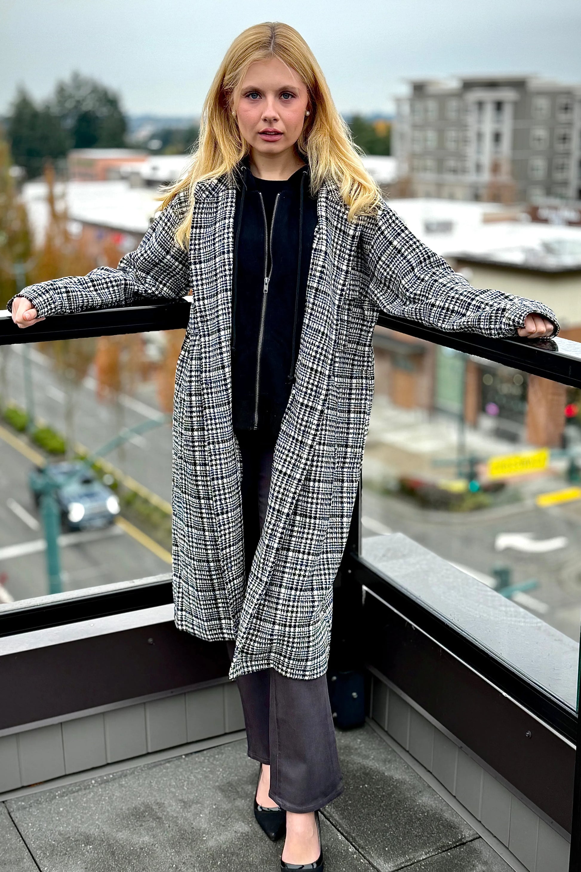 Twofer Hoodie Jacket - Black & Cream (Copy) | Swank Boutique