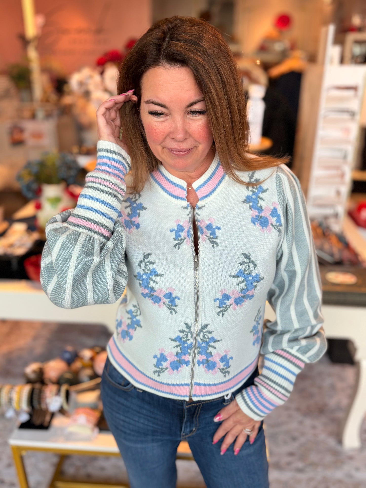 Rose Knit Bomber Jacket (Copy) | Swank Boutique