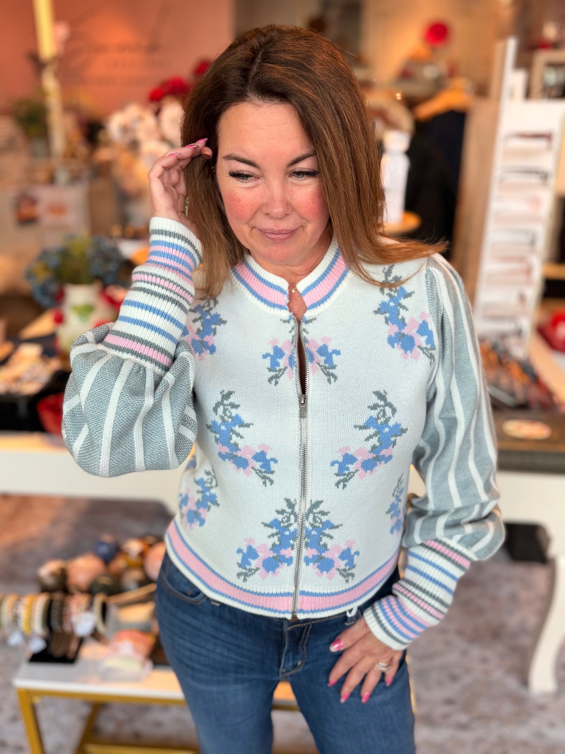 Rose Knit Bomber Jacket (Copy) | Swank Boutique