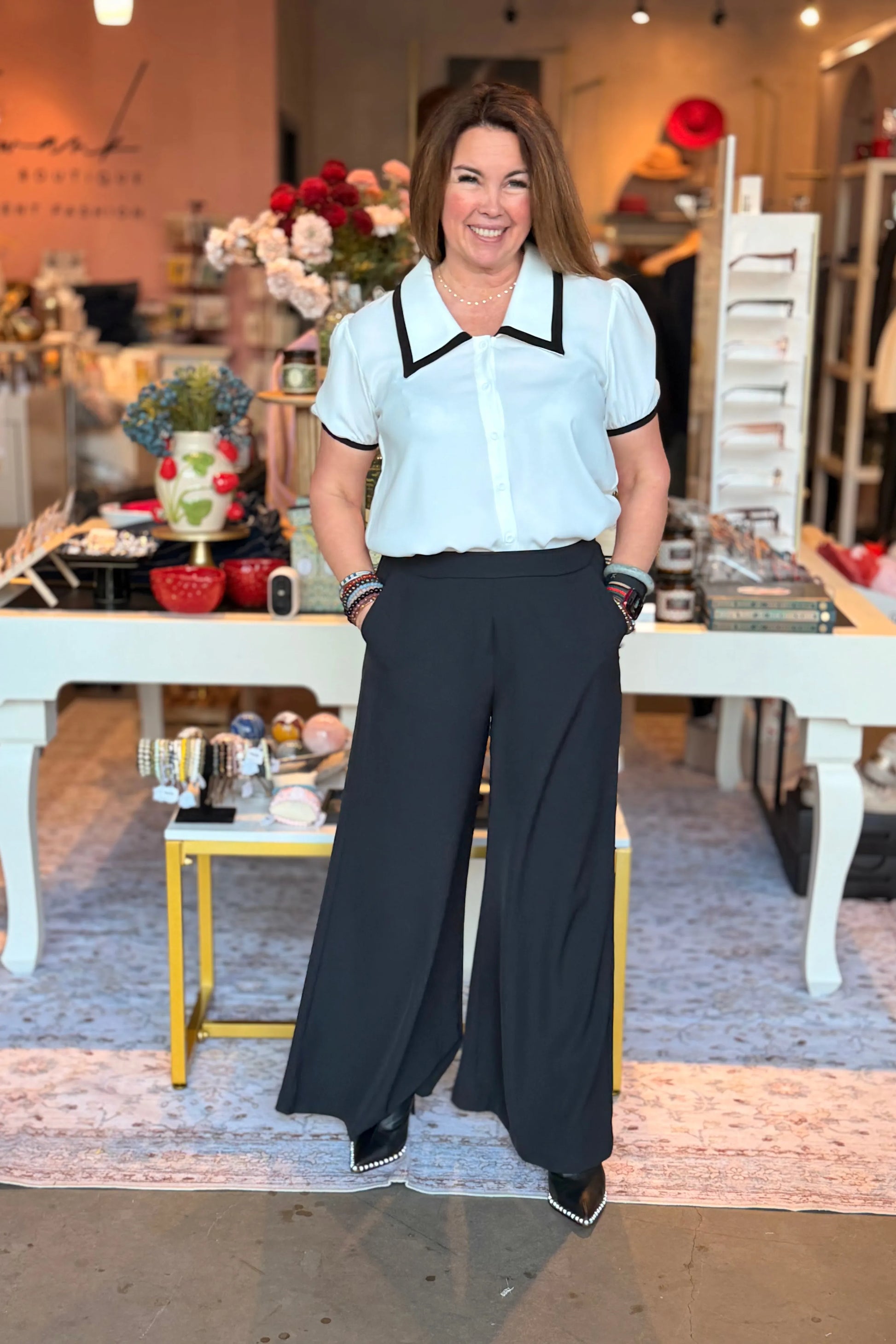 Ava Collared Top | Swank Boutique
