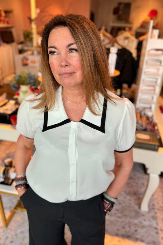 Ava Collared Top | Swank Boutique