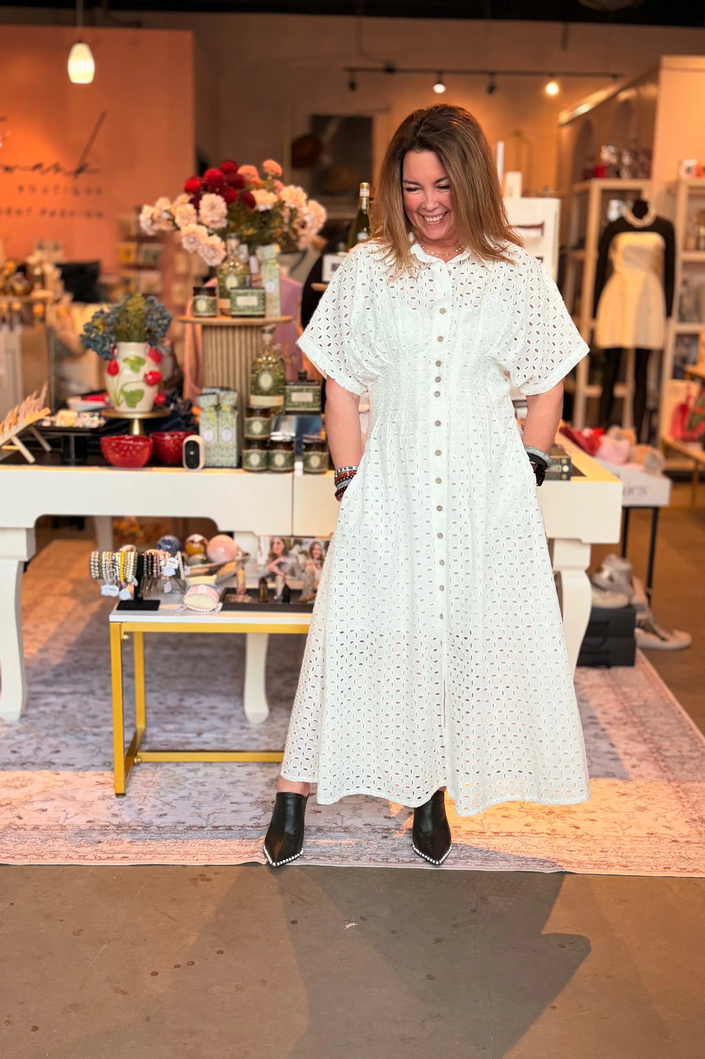 Litsie Eyelet Maxi Dress | Swank Boutique