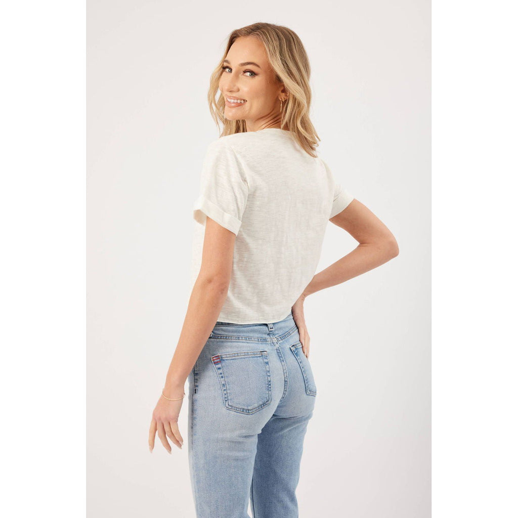 Rosie Cropped Tee - White | Swank Boutique
