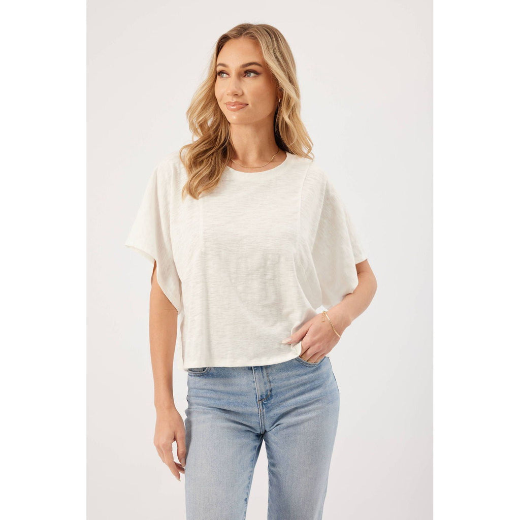 Rosie Cropped Tee - White | Swank Boutique