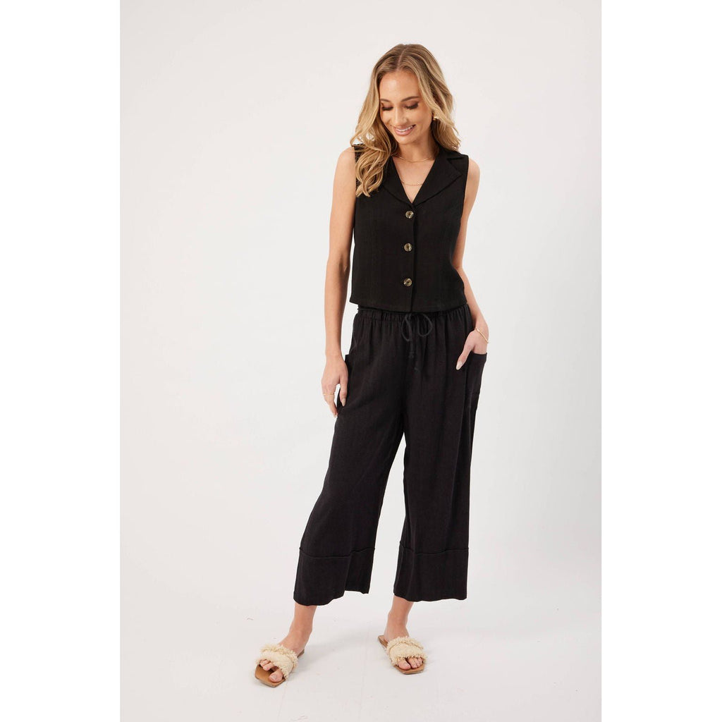 Cora Black Linen Pant | Swank Boutique