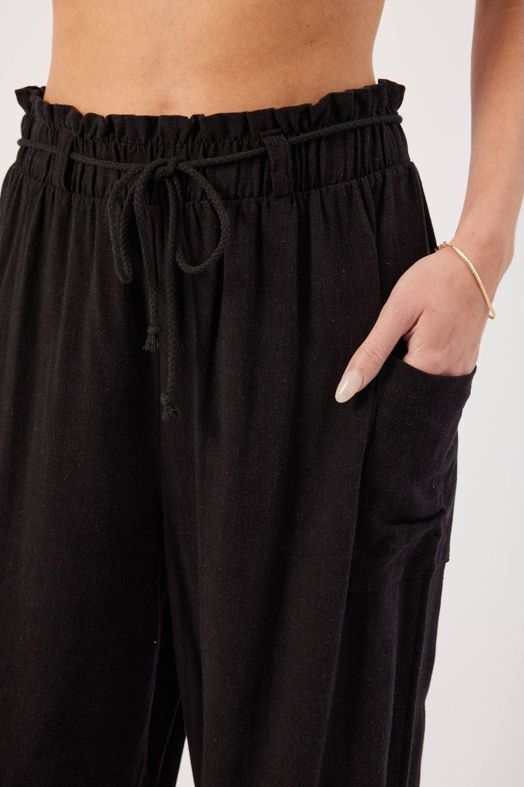 Cora Black Linen Pant | Swank Boutique