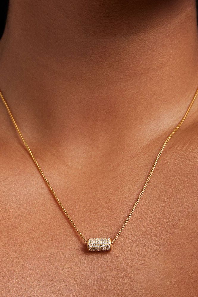 Petit Pave Mini Bar Necklace | Swank Boutique