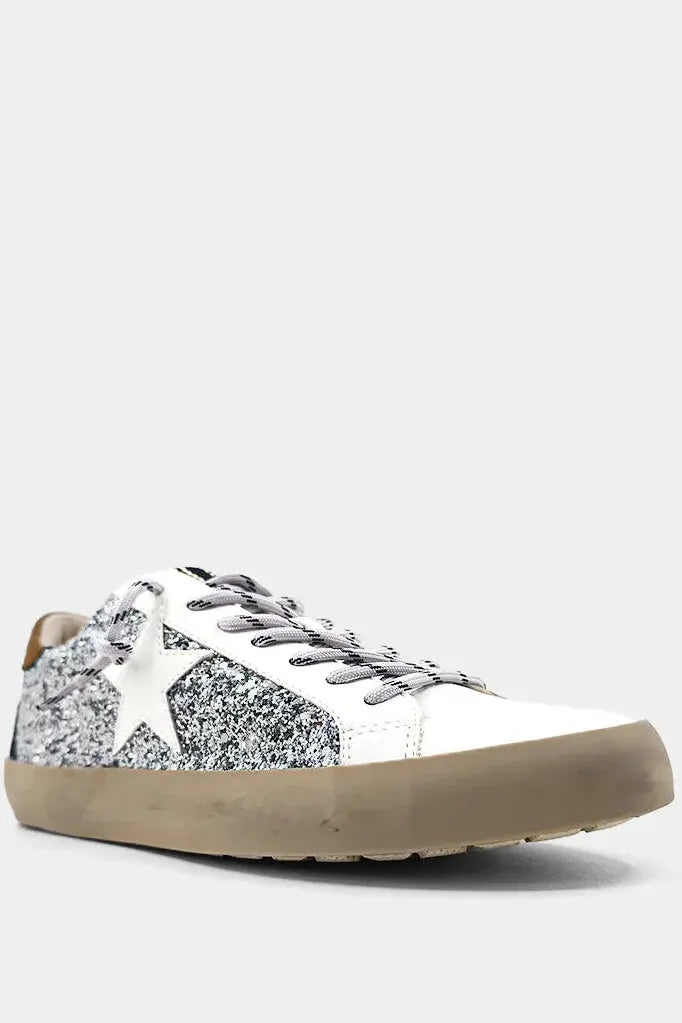 Silver Sparkle Paula Sneakers | Swank Boutique