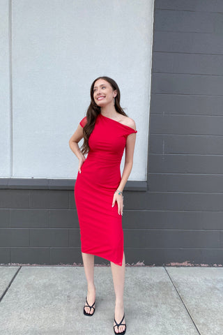 Asymmetric Sleeve Dress | Swank Boutique