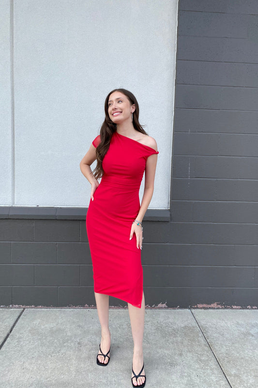 Asymmetric Sleeve Dress