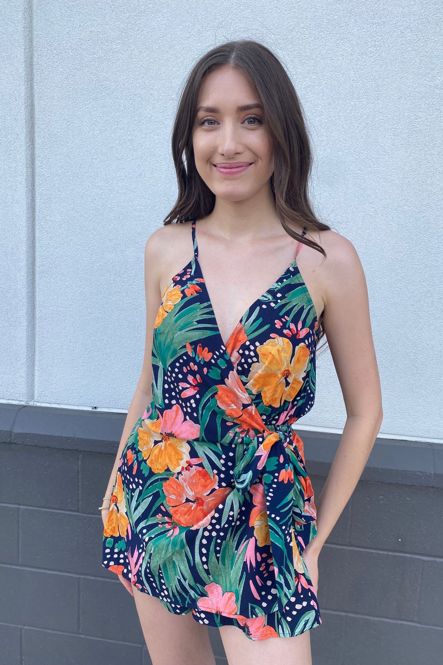Hibiscus Wrap Romper | Swank Boutique