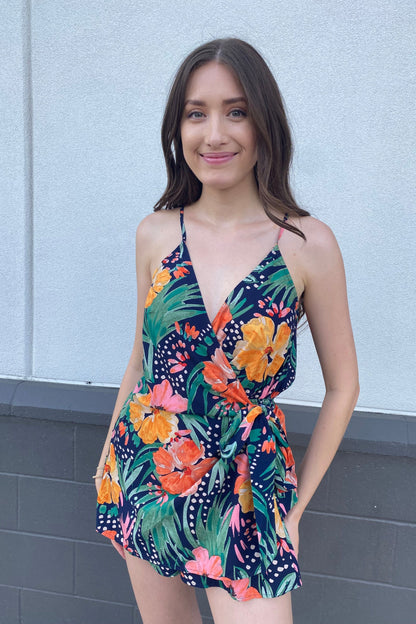 Hibiscus Wrap Romper | Swank Boutique