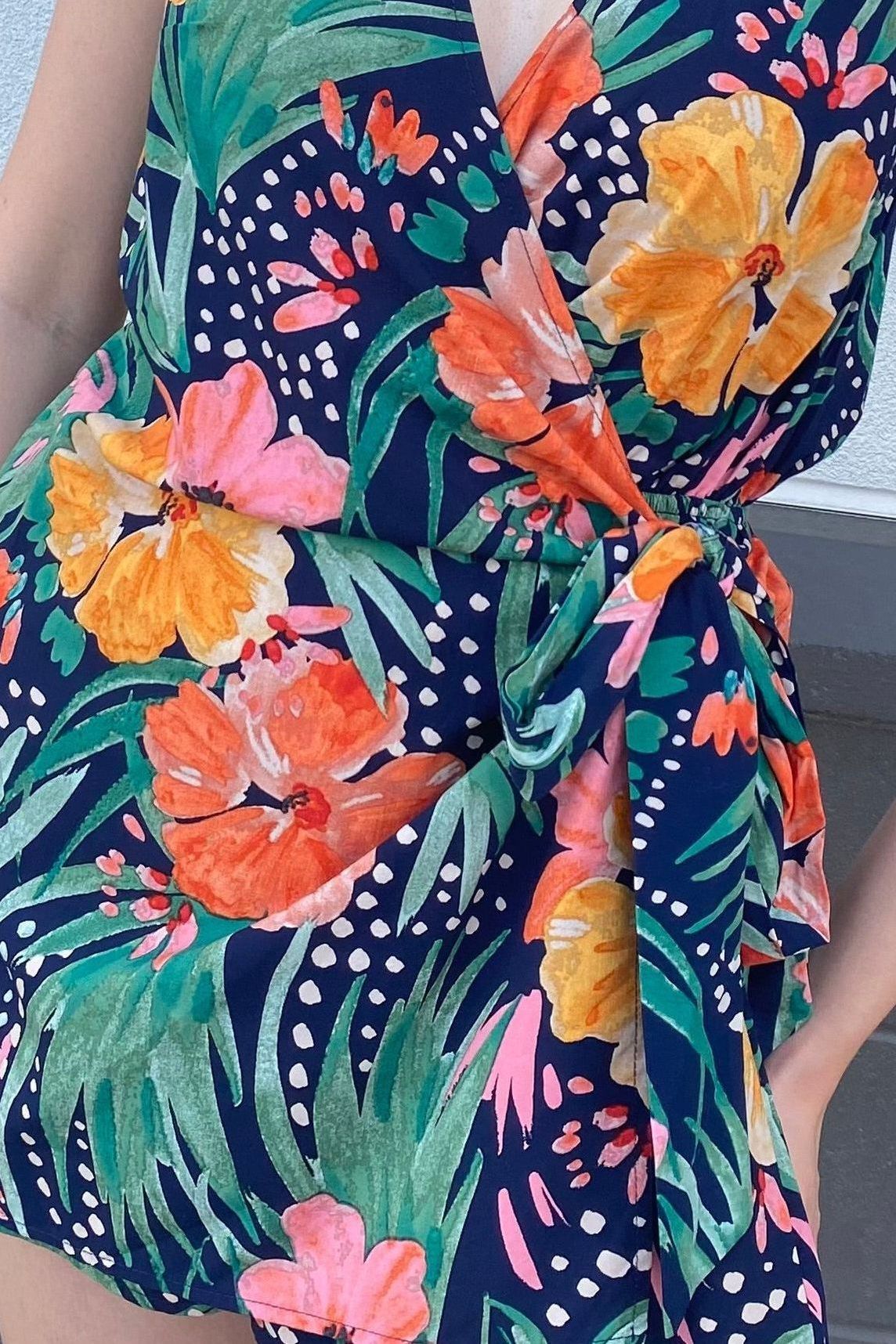 Hibiscus Wrap Romper | Swank Boutique