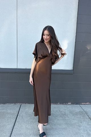 Satin Maxi Dress - Peridot (Copy) | Swank Boutique