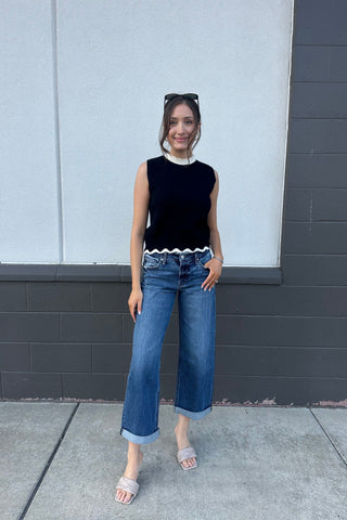 Cuffed Wide Leg Jeans | Swank Boutique