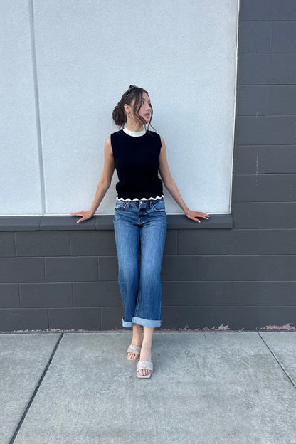 Scallop Hem Sleeveless Sweater | Swank Boutique