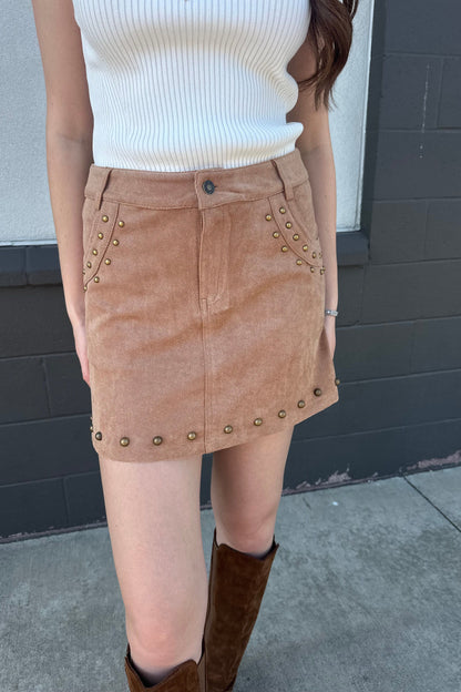 Suede Studded Mini Skirt | Swank Boutique