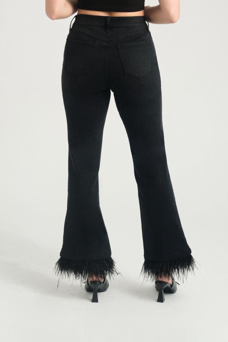 Feather Trimmed Jeans | Swank Boutique