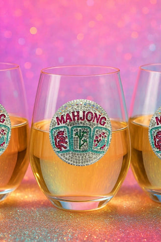 Mahjong Jeweled Stemless Wine Glass