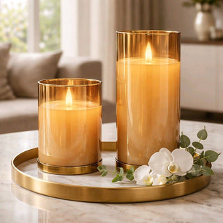 Amber Glass Cylinder Candle