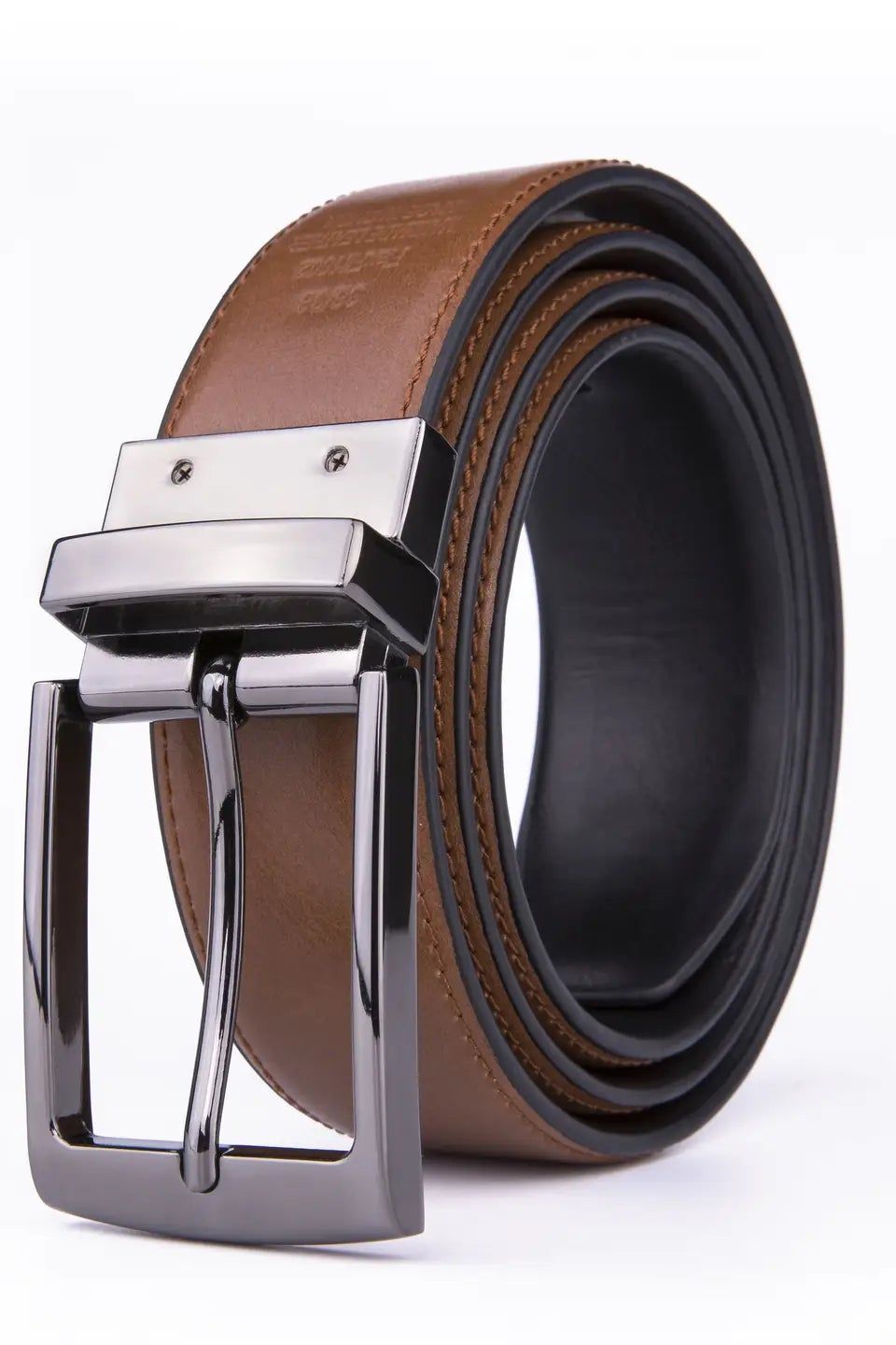 Men's Comfortable Classic Reversible Belt - Brushed Silver Buckle (Copy) | Swank Boutique