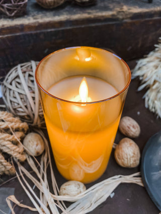 Amber Glass Cylinder Candle