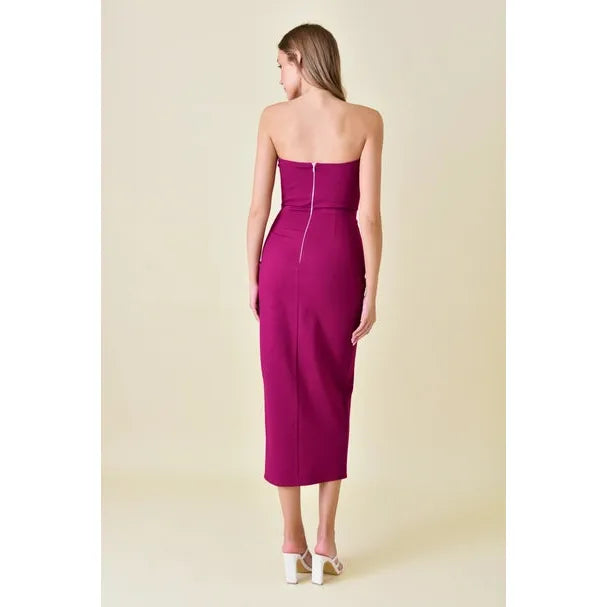 Addilyn Cocktail Midi Dress - Fuchsia | Swank Boutique