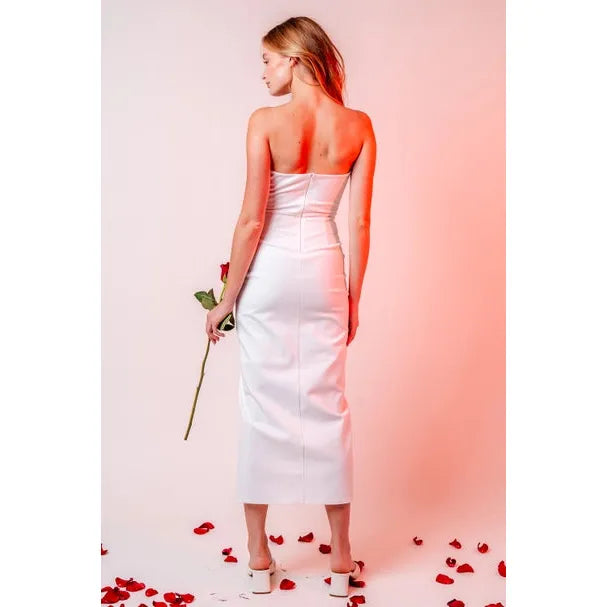 Addilyn Cocktail Midi Dress - White | Swank Boutique
