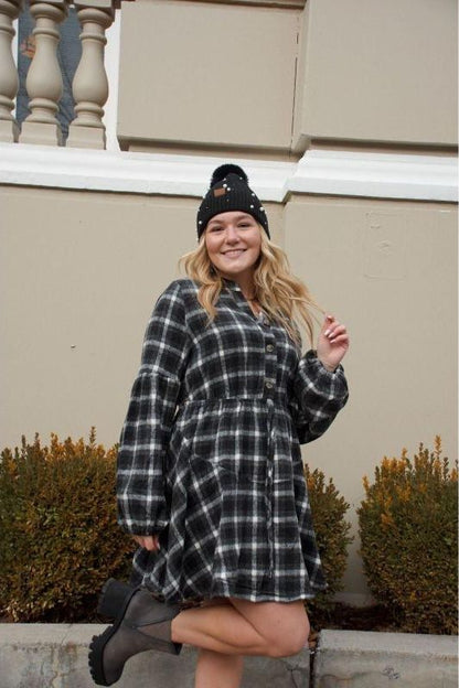 Andrea Plaid Flannel Dress | Swank Boutique