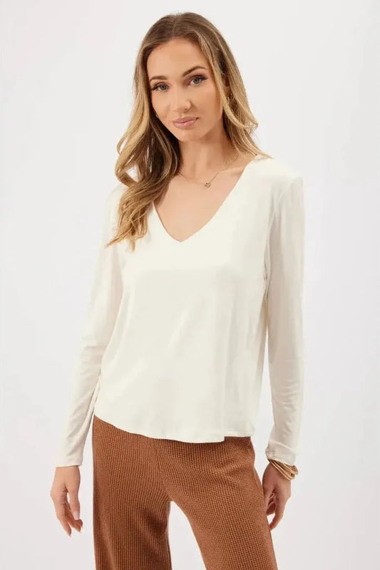 Ashley Long Sleeve Top - Cream | Swank Boutique