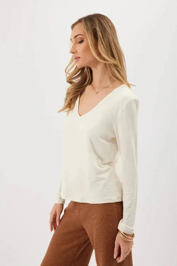 Ashley Long Sleeve Top - Cream | Swank Boutique