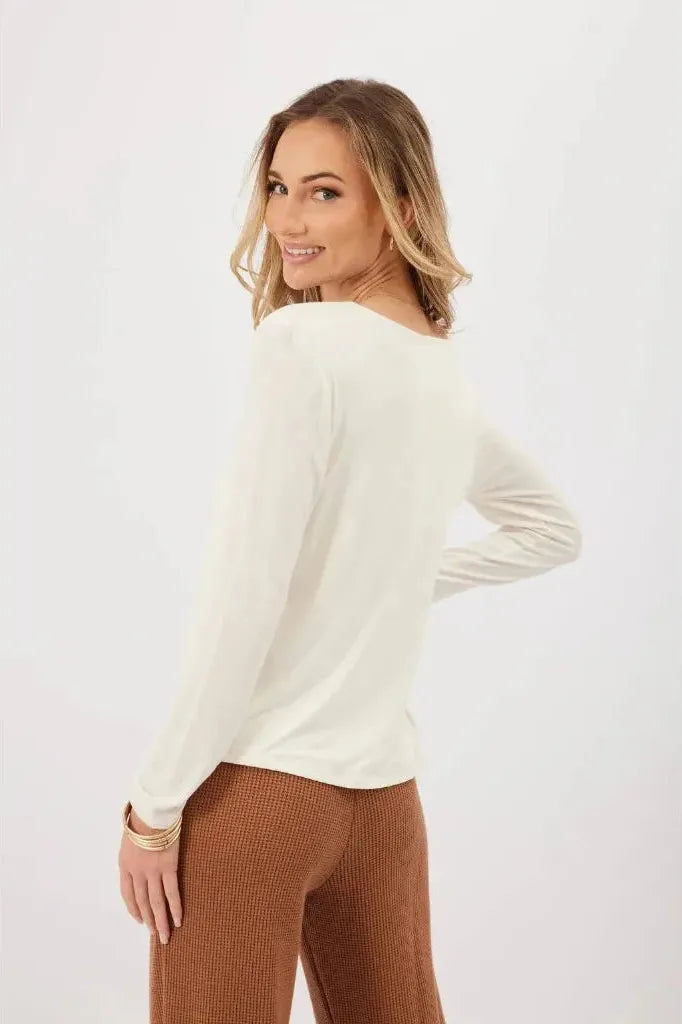 Ashley Long Sleeve Top - Cream | Swank Boutique