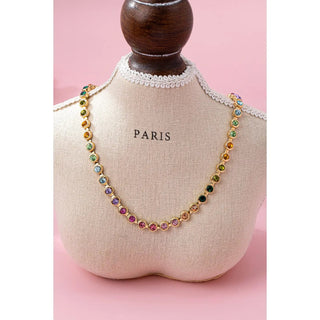 Rainbow Bezel Set Gemstone Necklace | Swank Boutique
