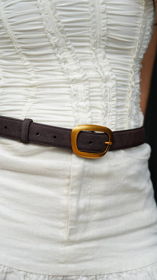 Suede Belt with Organic Shape Buckle