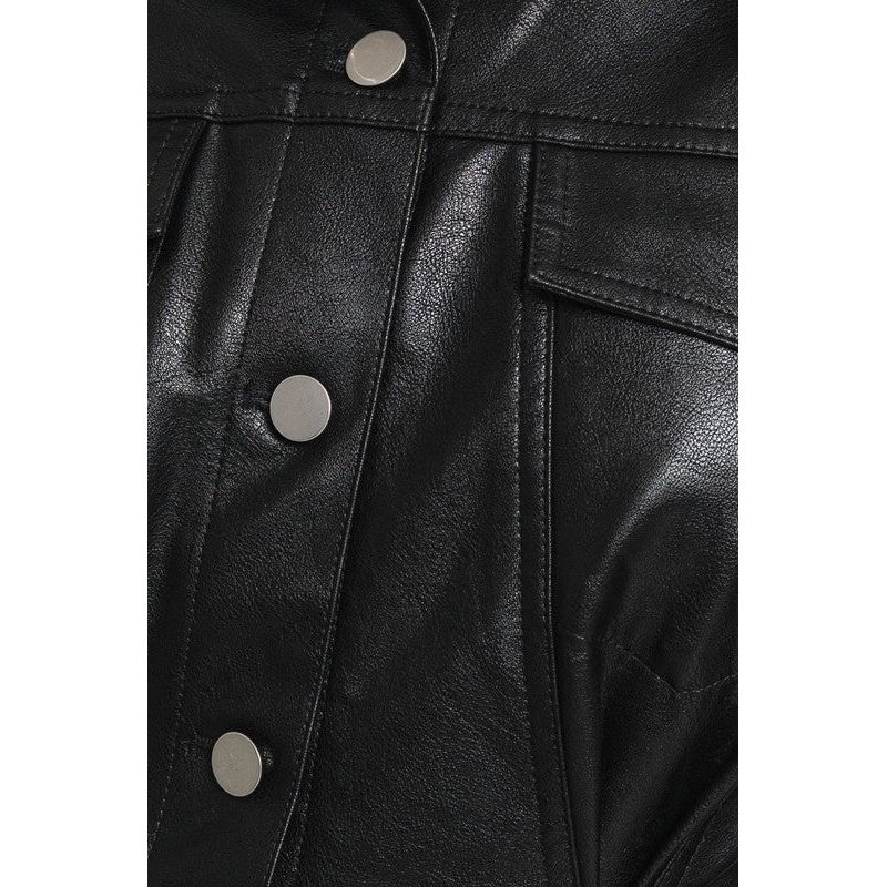 Long Sleeve Faux Leather Romper | Swank Boutique
