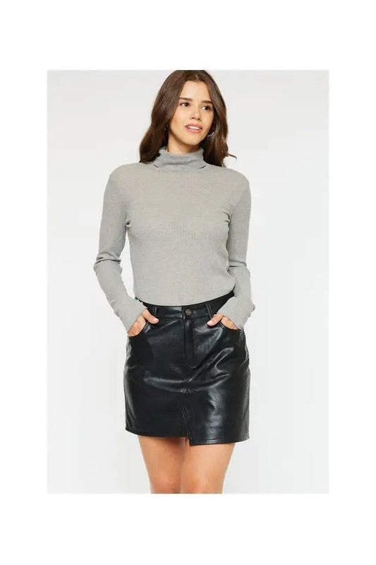 Faux Black Leather Skirt | Swank Boutique