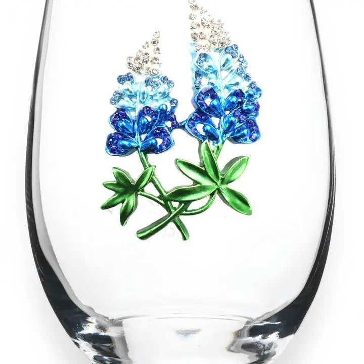 Bluebonnet Jeweled Stemless Wine Glass