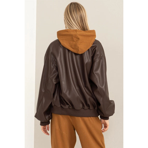 Total Styler Leather Oversized Bomber Jacket | Swank Boutique