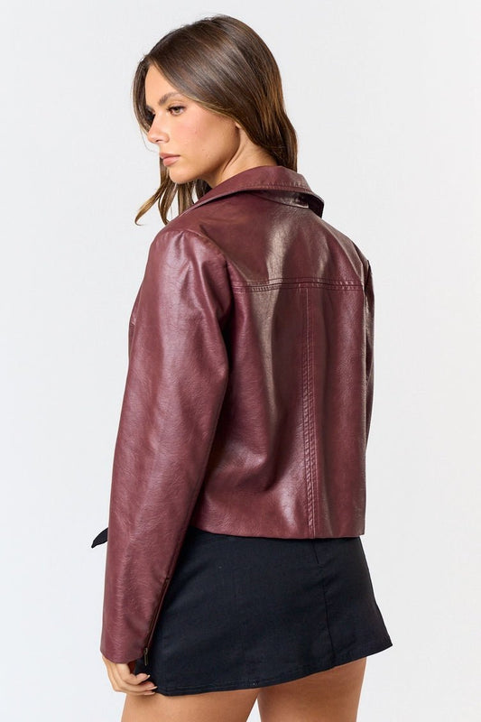 Burgundy Leather Jacket | Swank Boutique