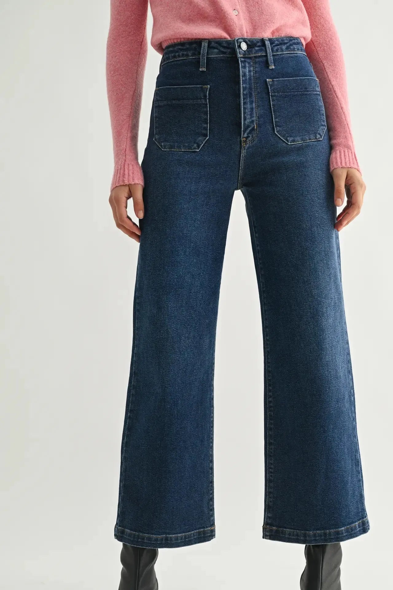 Patch Pocket Wide Leg Jean | Swank Boutique