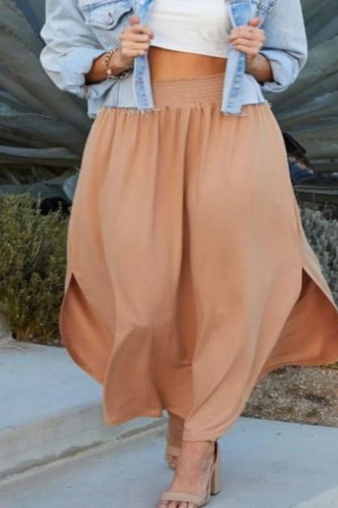 Allegra Maxi Camel Skirt | Swank Boutique