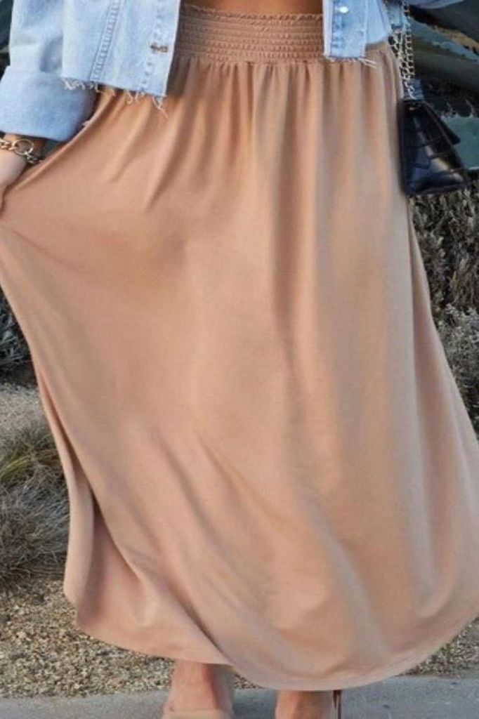 Allegra Maxi Camel Skirt | Swank Boutique