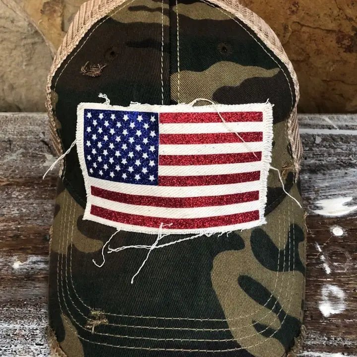 American Flag Glitter Hat - Black (Copy) | Swank Boutique