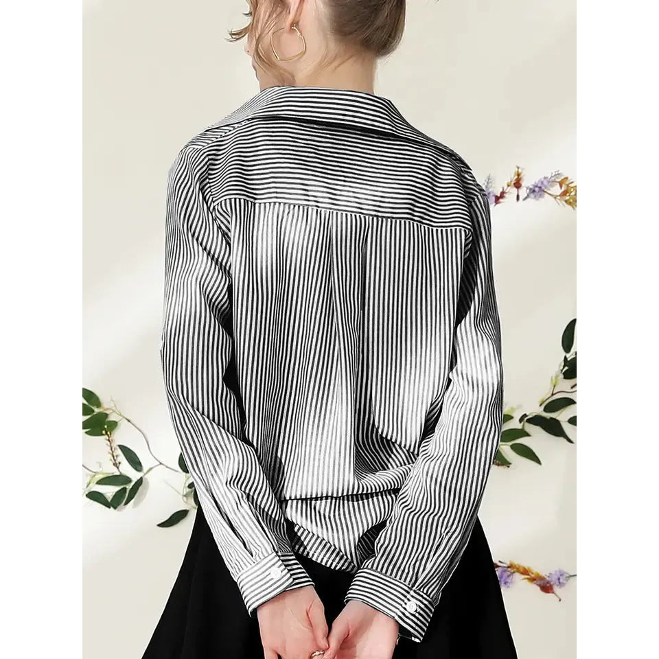 Candace Striped Collard Shirt | Swank Boutique