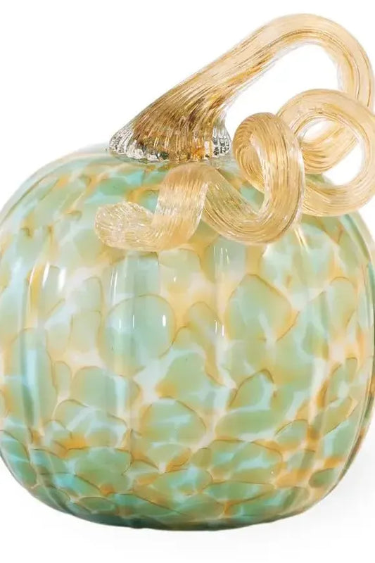 Green & Gold Glass Pumpkin 5.5" | Swank Boutique