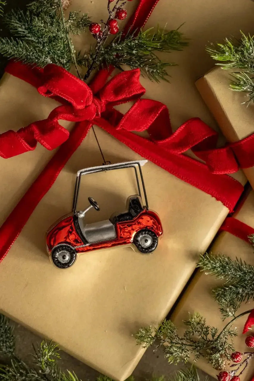 Red Golf Cart Ornament | Swank Boutique