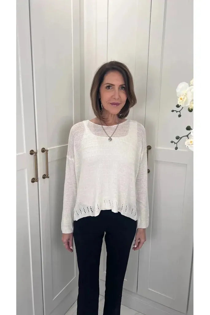 Cheryl White Linen Sweater